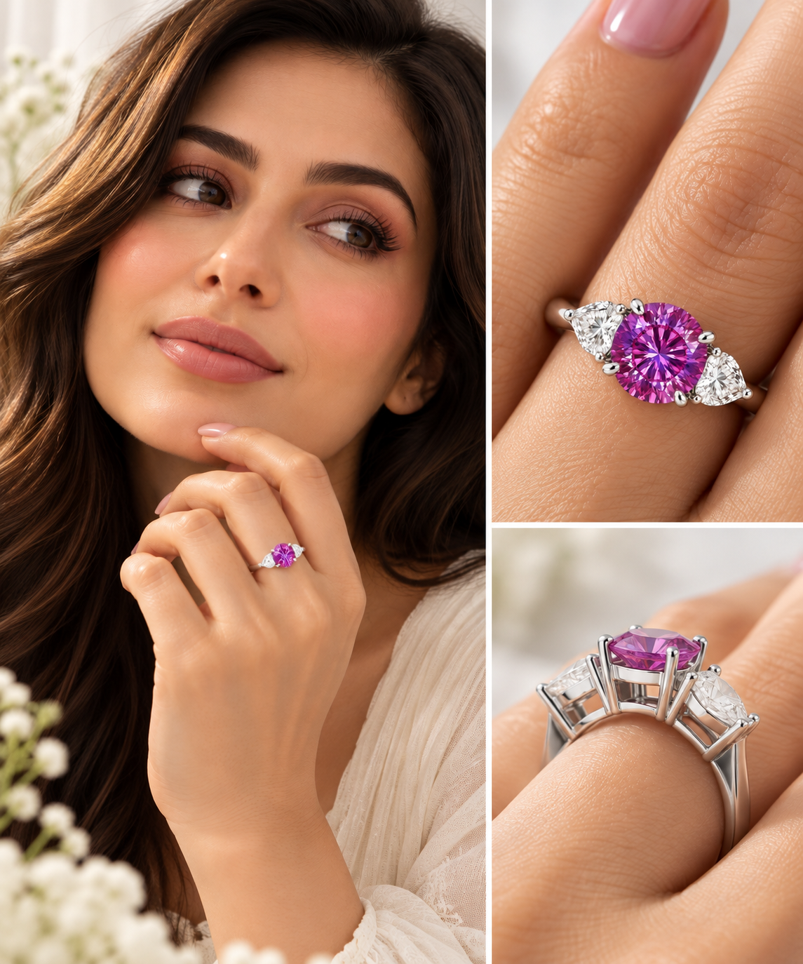5CT Purple Moissanite Engagement Ring 14k White Gold Anniversary Ring
