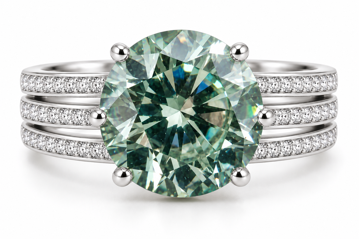 5CT Vintage Green Moissanite Engagement Ring 925 Sterling Silver