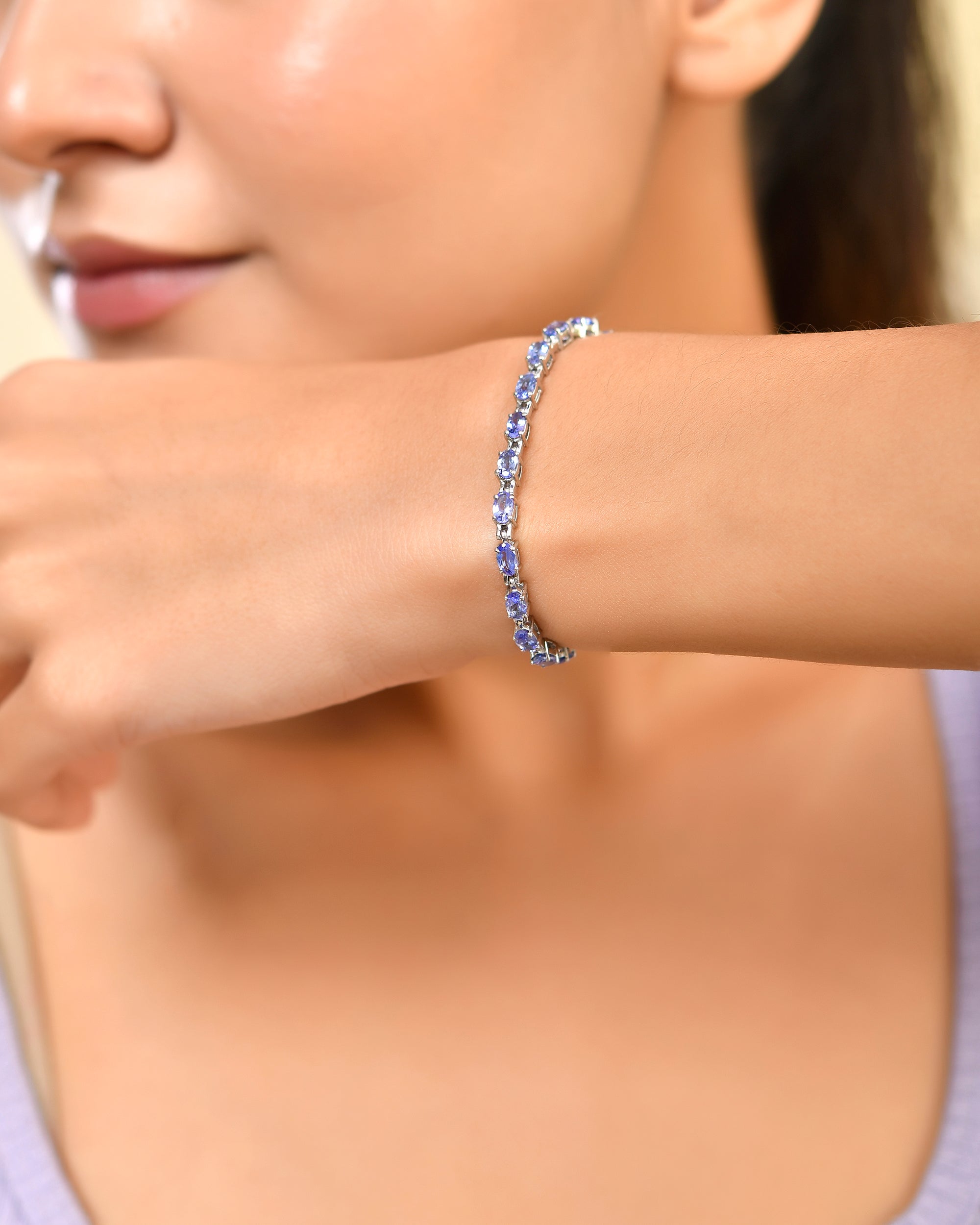 Classic Oval Tanzanite Tennis Linear Bracelet