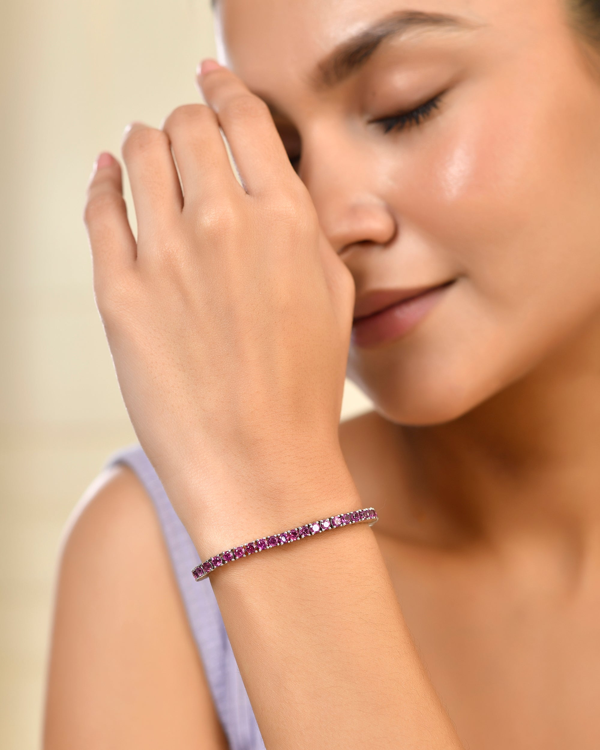Rhodolite Round Eternity Tennis Bracelet