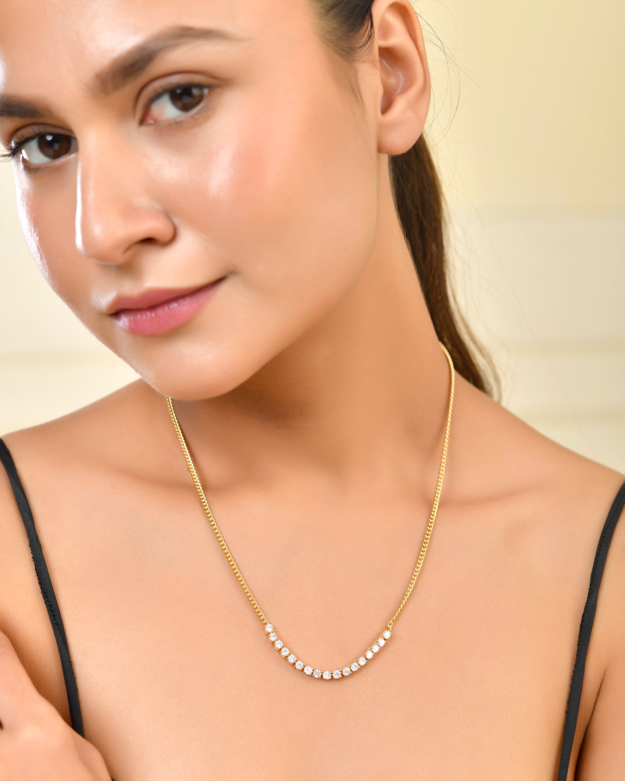 Contemporary Round Moissanite Journey Pendant Necklace