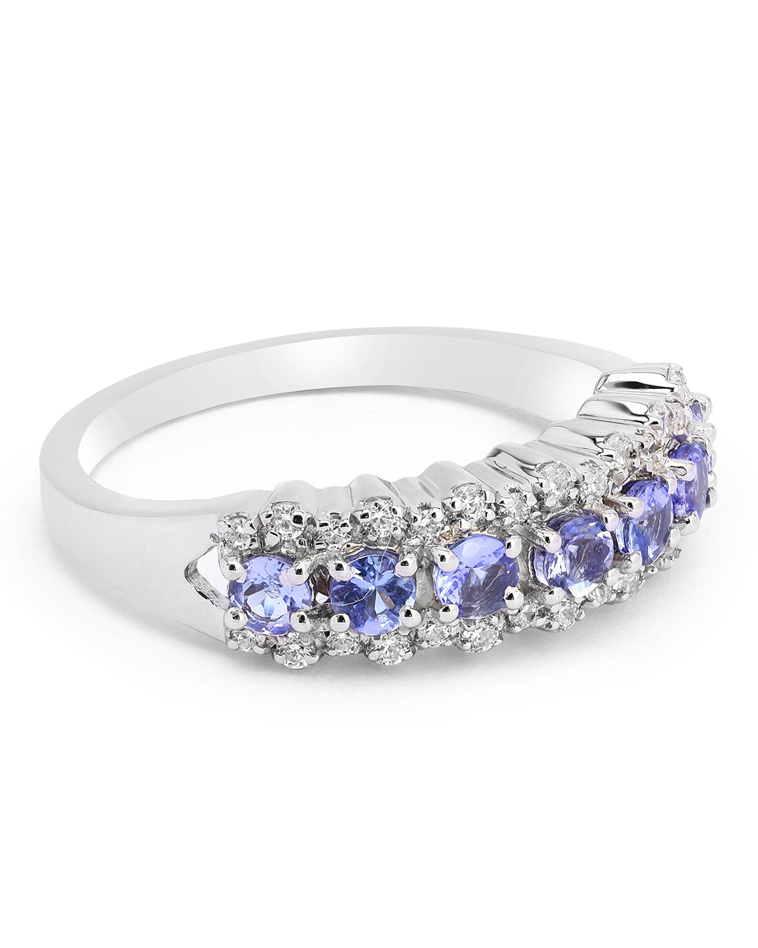 Elegant gemstone ring in sterling silver with intricate detailing.