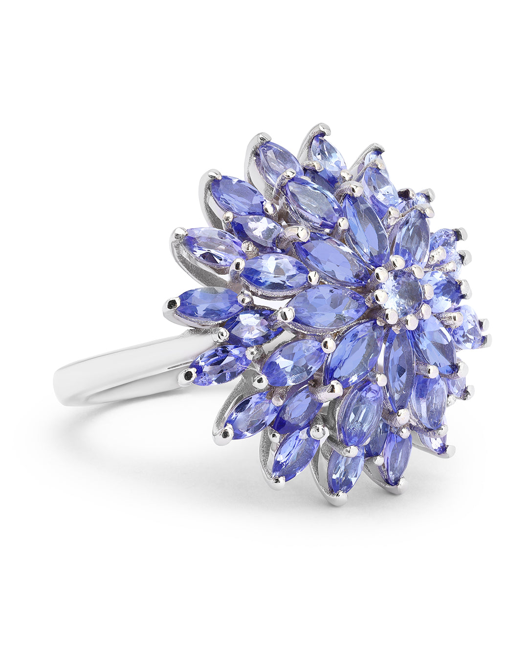 Elegant gemstone ring in sterling silver with intricate detailing.