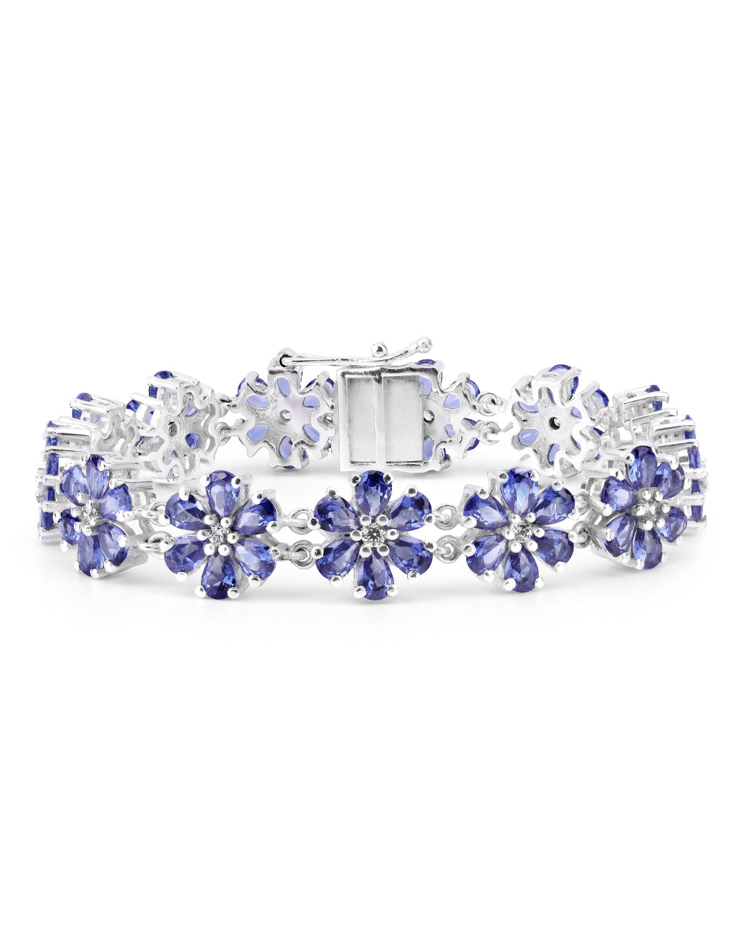 Elegant floral bunch bracelet with pear-cut gemstones in fine metal.