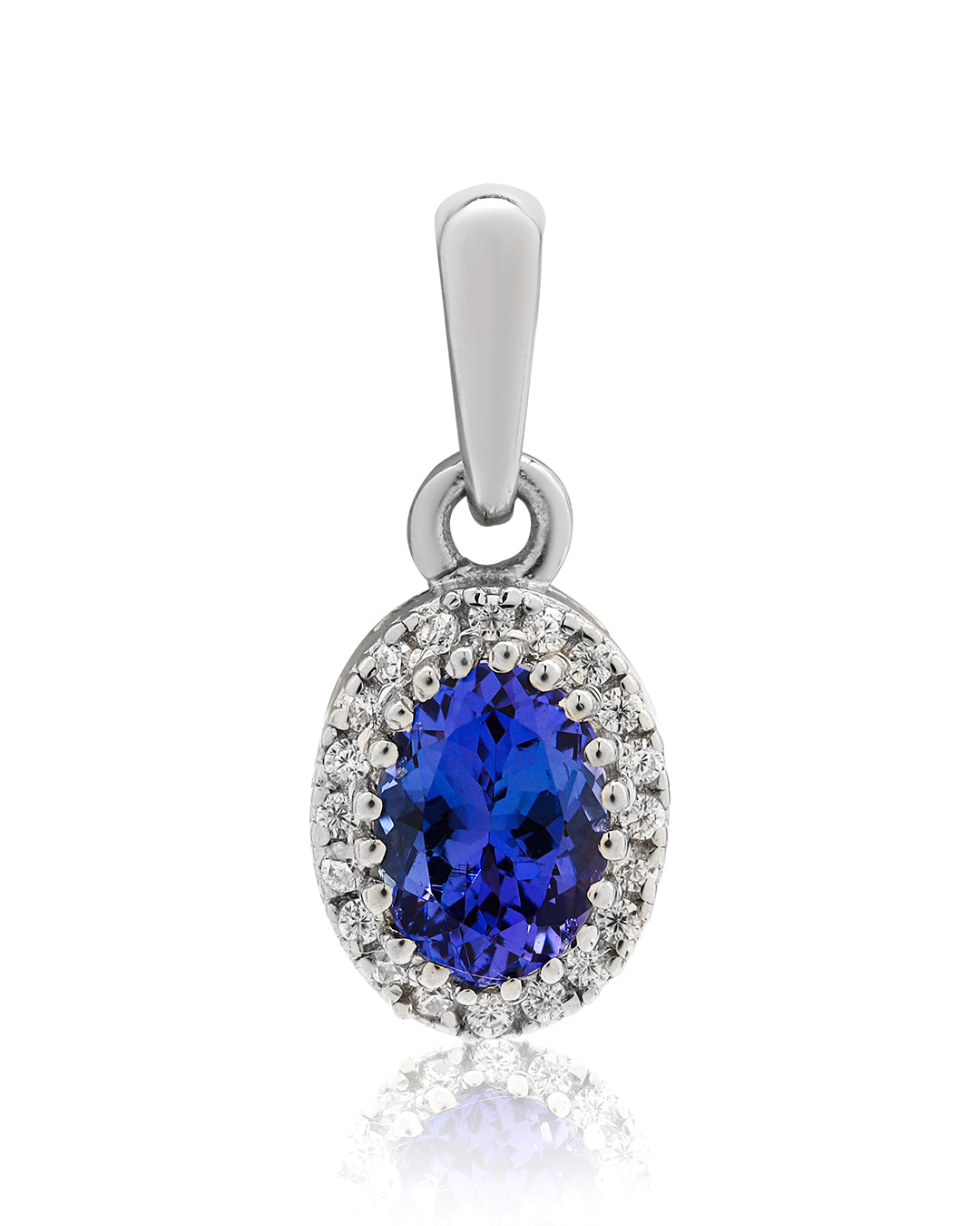Timeless floral pendant with a oval-cut gemstone in a prong setting.