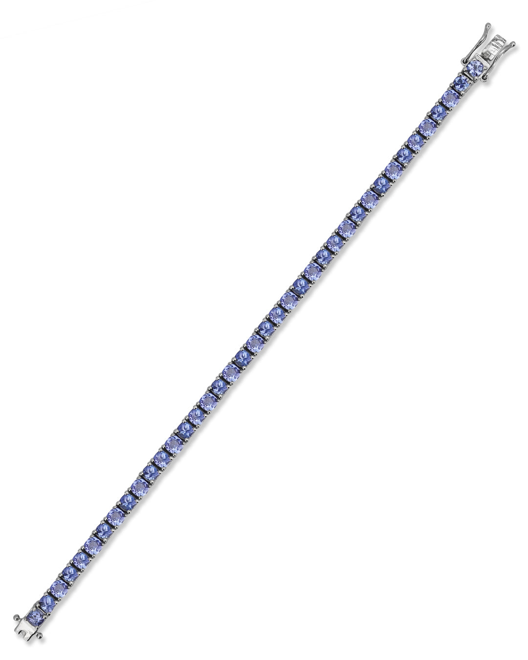 Elegant tennis bracelet with cushion-cut gemstones in fine metal.