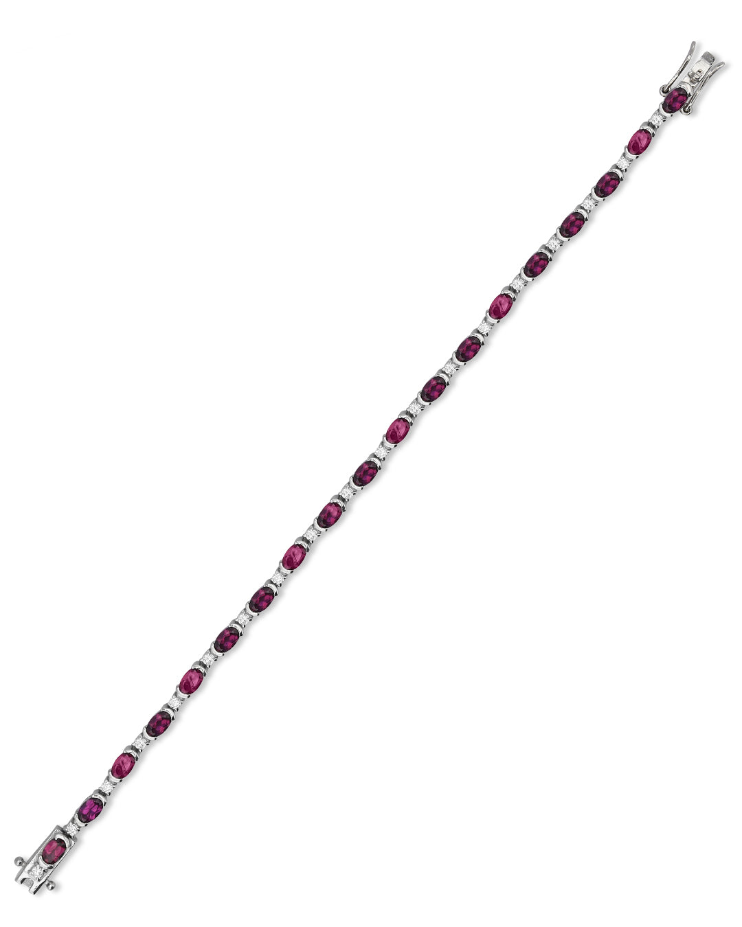 Luxury Classic Oval Rhodolite and Moissanite Tennis Bracelet with Sparkling Accents