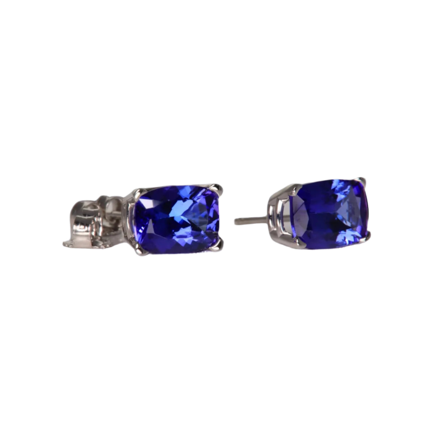 Prong-Set Cushion-Cut Tanzanite Solitaire Stud Earrings