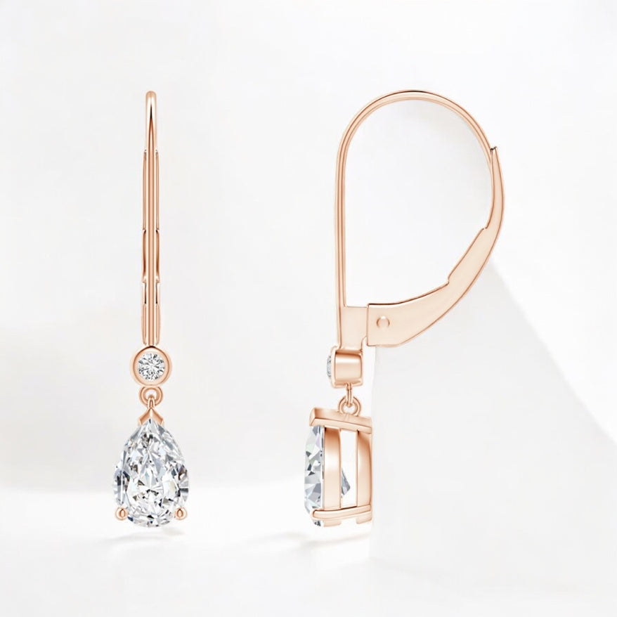 Lab-Grown Classic Pear-Shaped Diamond Leverback Drop Earrings
