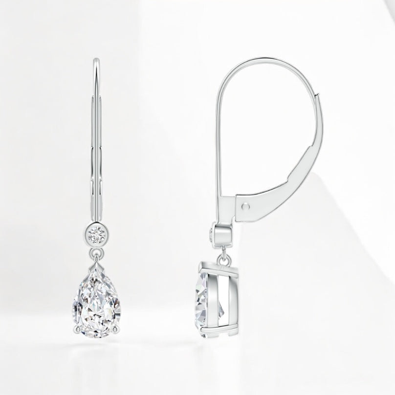 Lab-Grown Classic Pear-Shaped Diamond Leverback Drop Earrings