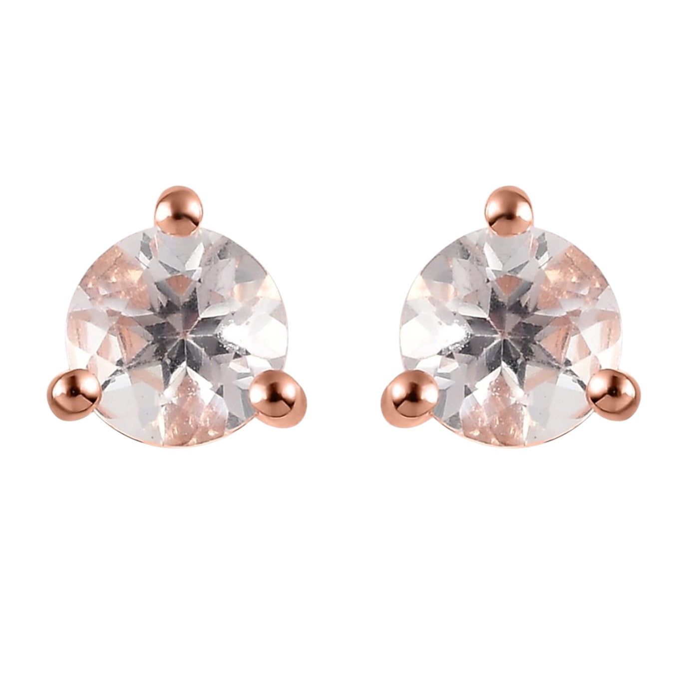 Martini-Set Minimal Round Morganite Stud Earrings
