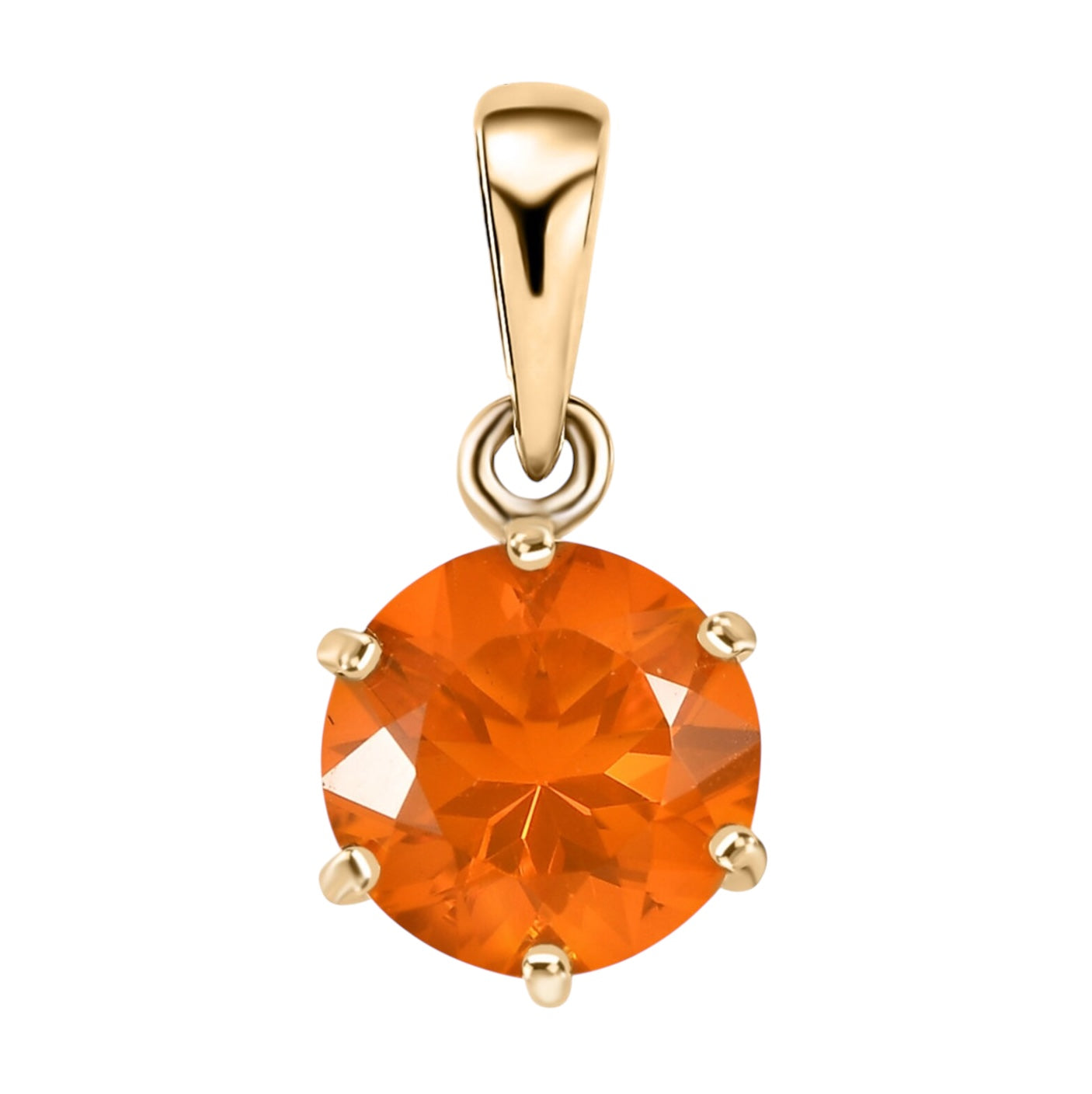 Round-Shaped Fire Opal Solitaire Pendant