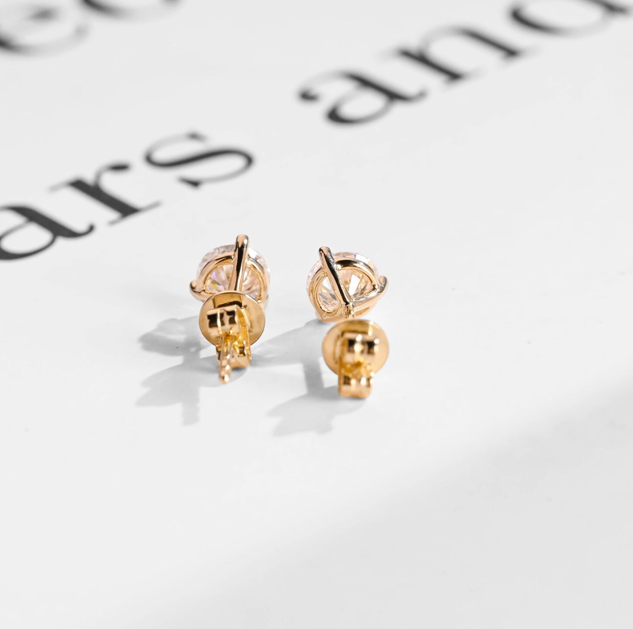 Three Prong Round Moissanite Stud Earrings