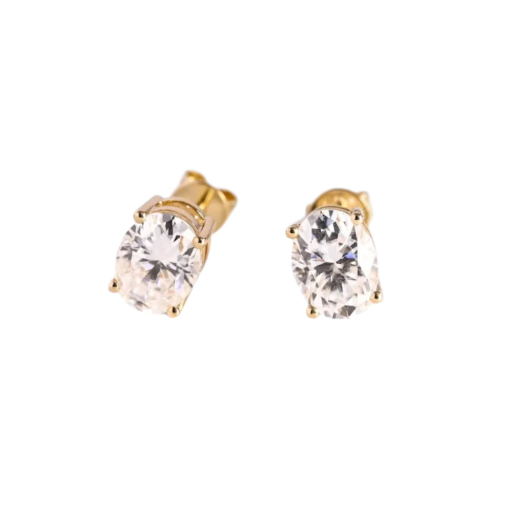 Oval Moissanite Solitaire Stud Earrings