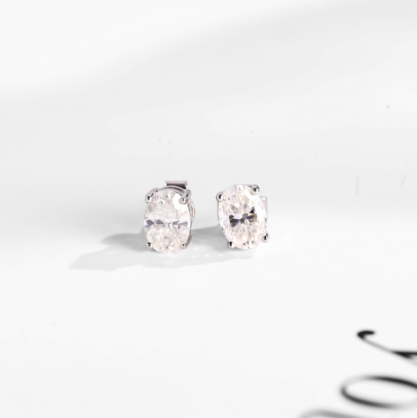 Oval Moissanite Solitaire Stud Earrings