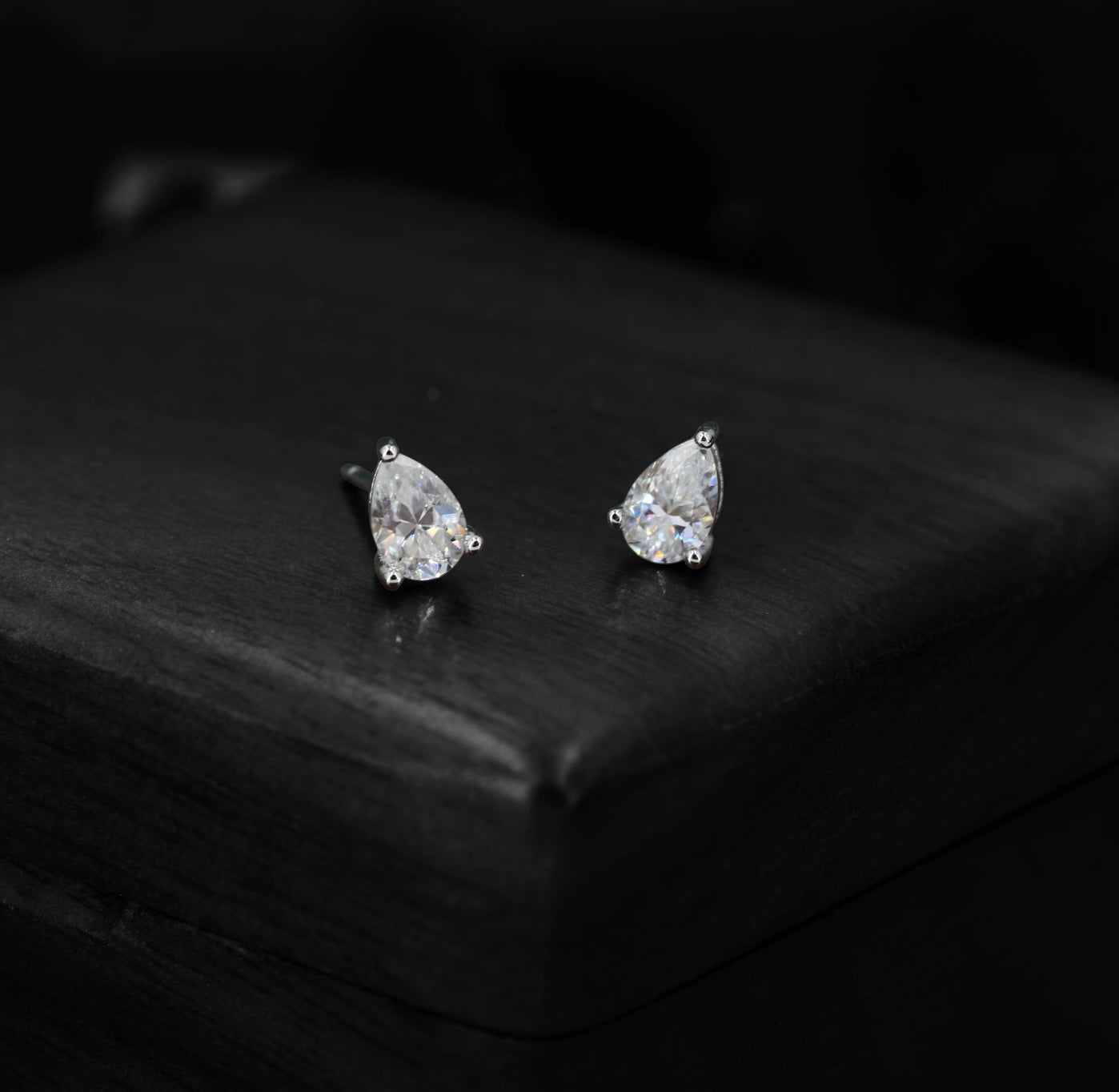 Pear-Shaped Moissanite Solitaire Stud Earrings