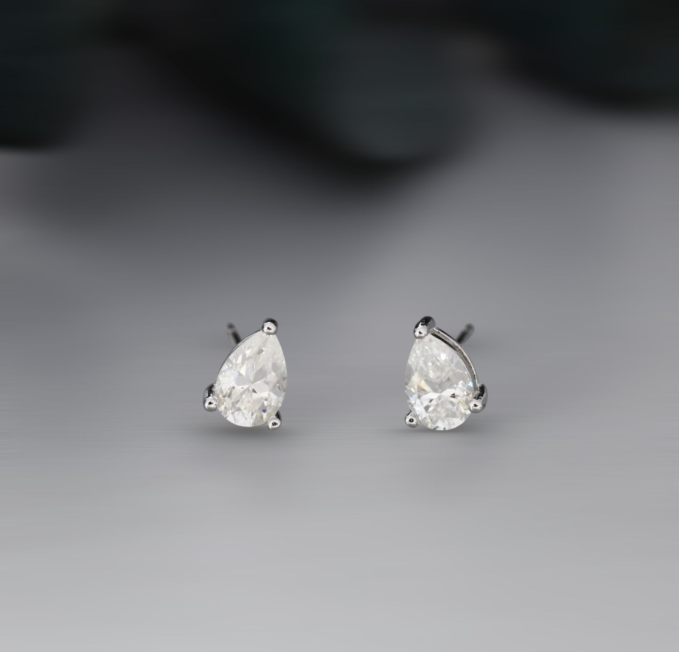 Pear-Shaped Moissanite Solitaire Stud Earrings