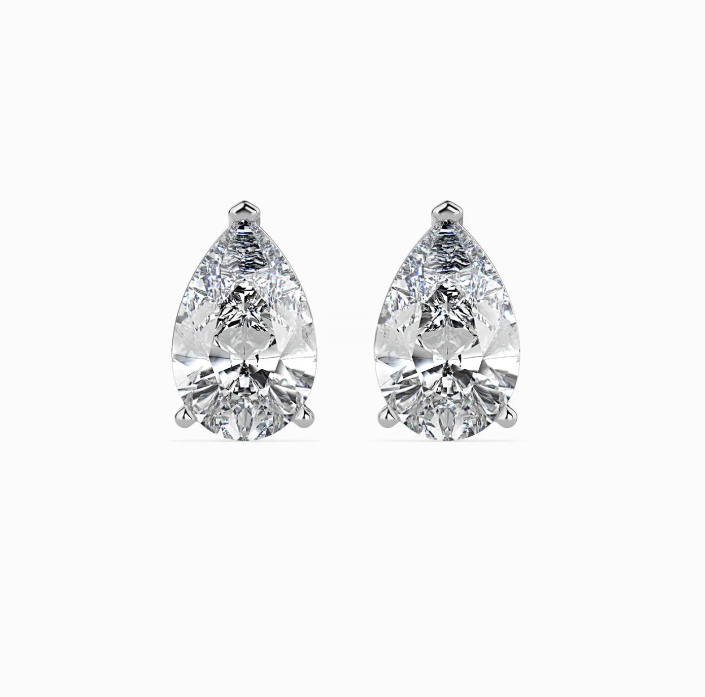 Pear-Shaped Moissanite Solitaire Stud Earrings