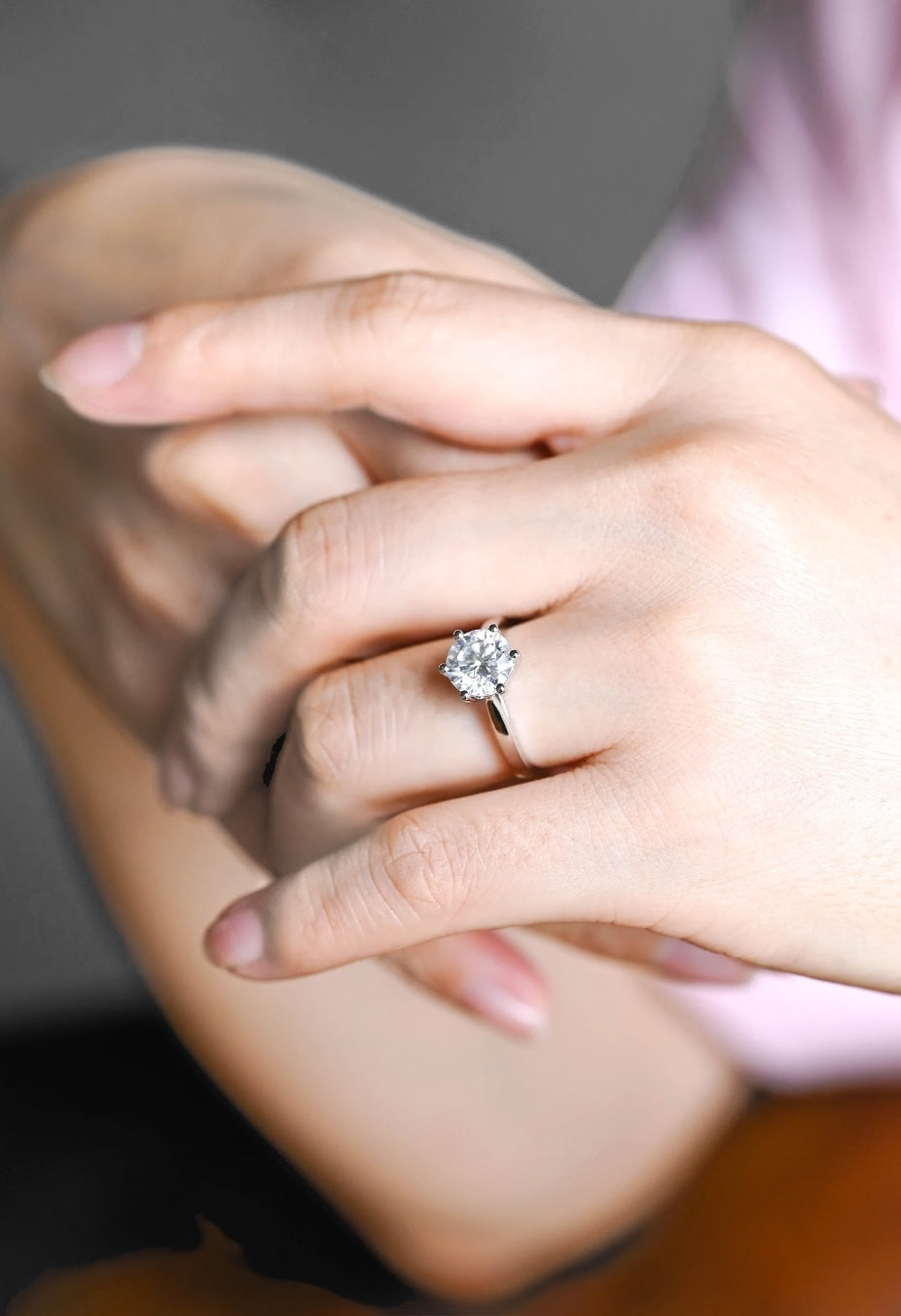 Six-Prong Round Moissanite Solitaire Ring