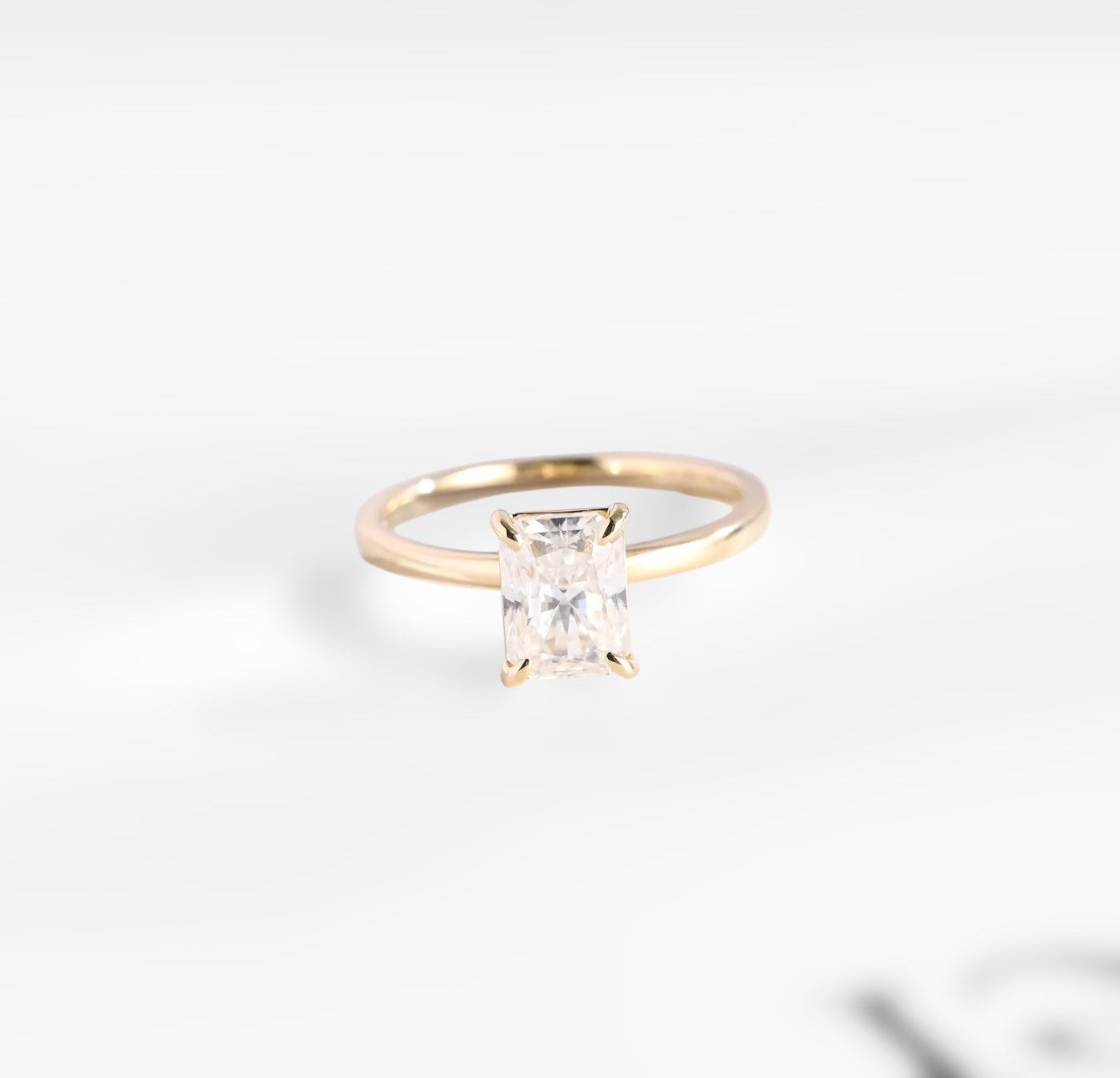 Emerald-Cut Moissanite Solitaire Ring