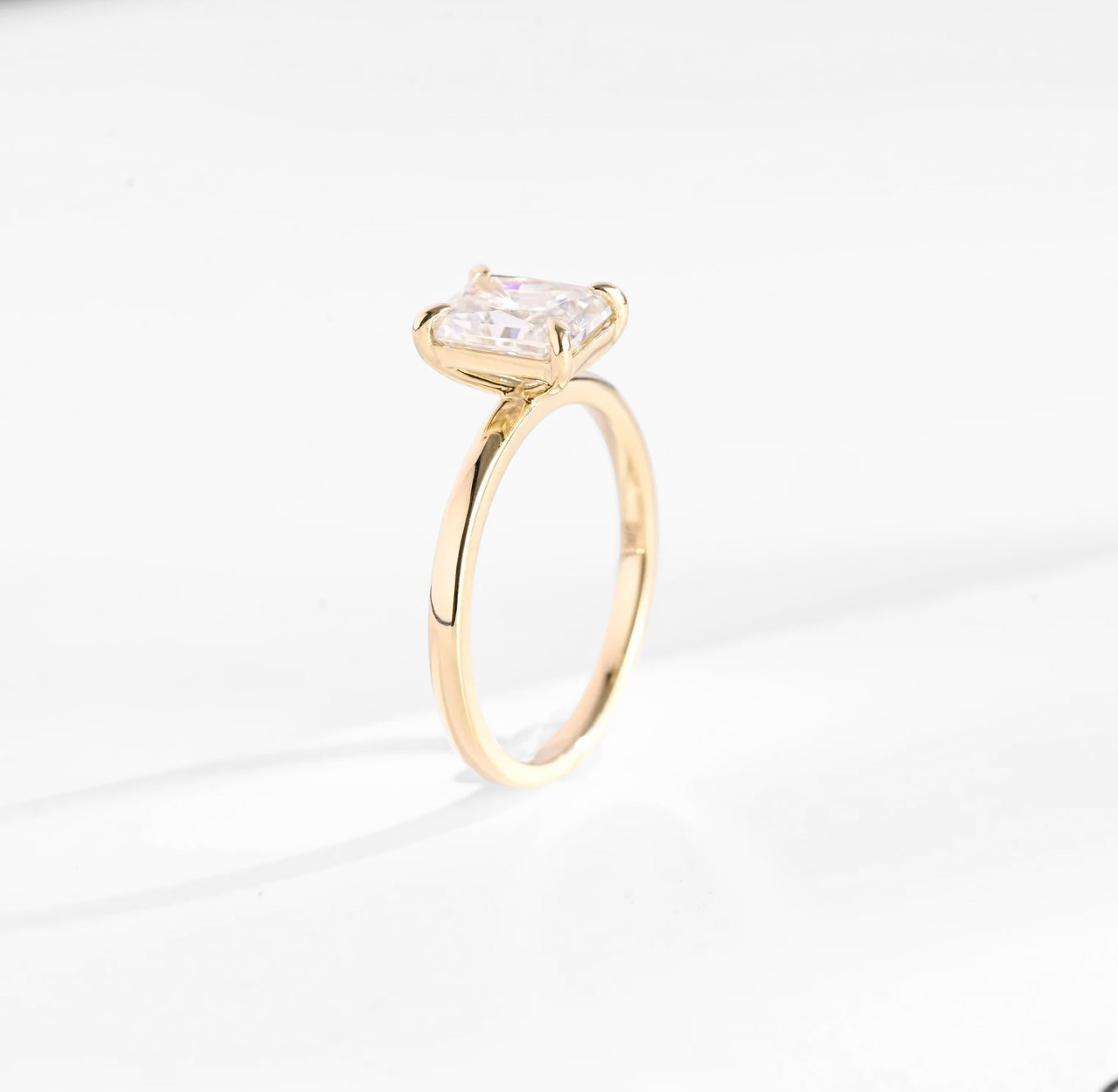 Emerald-Cut Moissanite Solitaire Ring