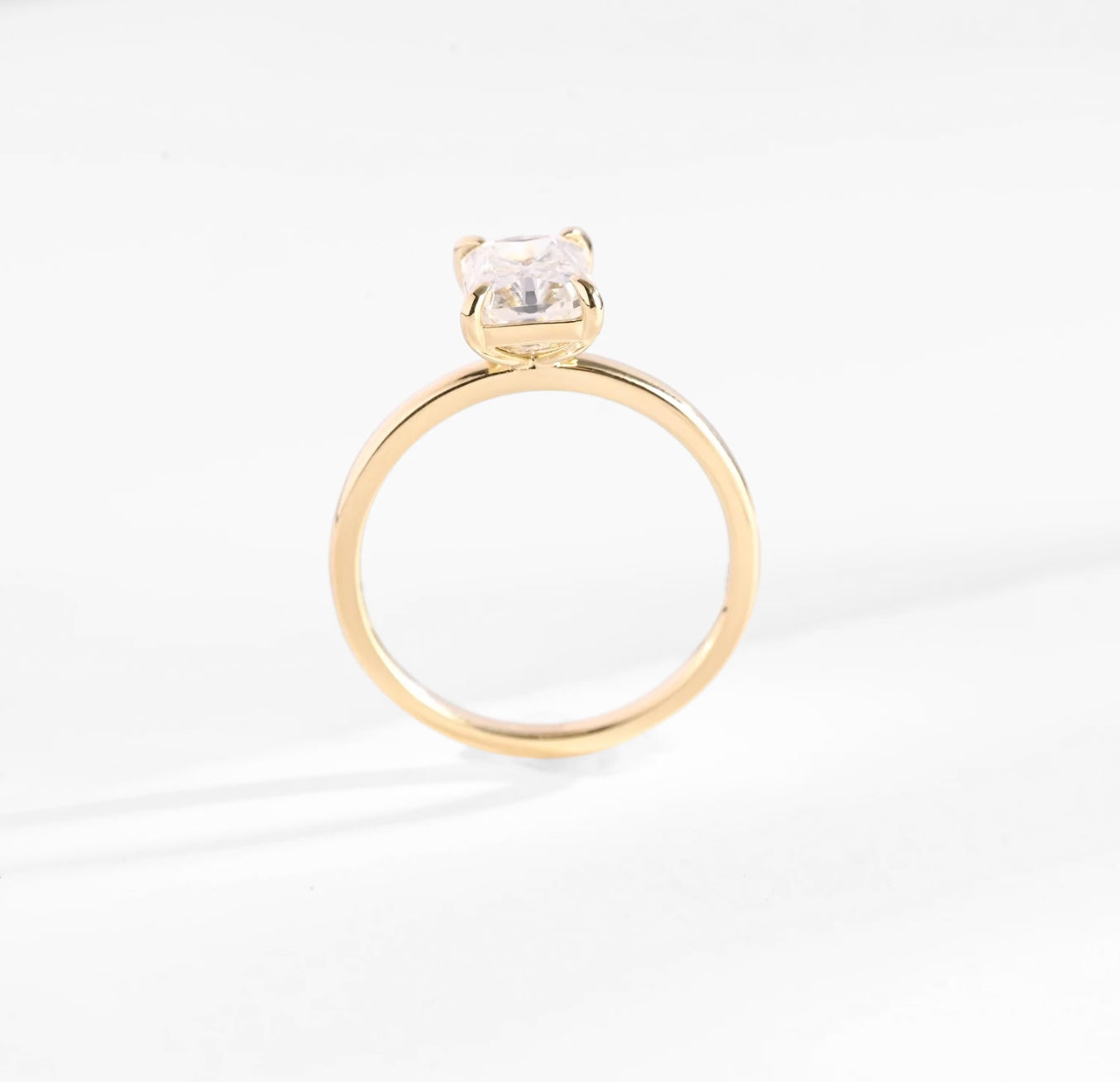 Emerald-Cut Moissanite Solitaire Ring