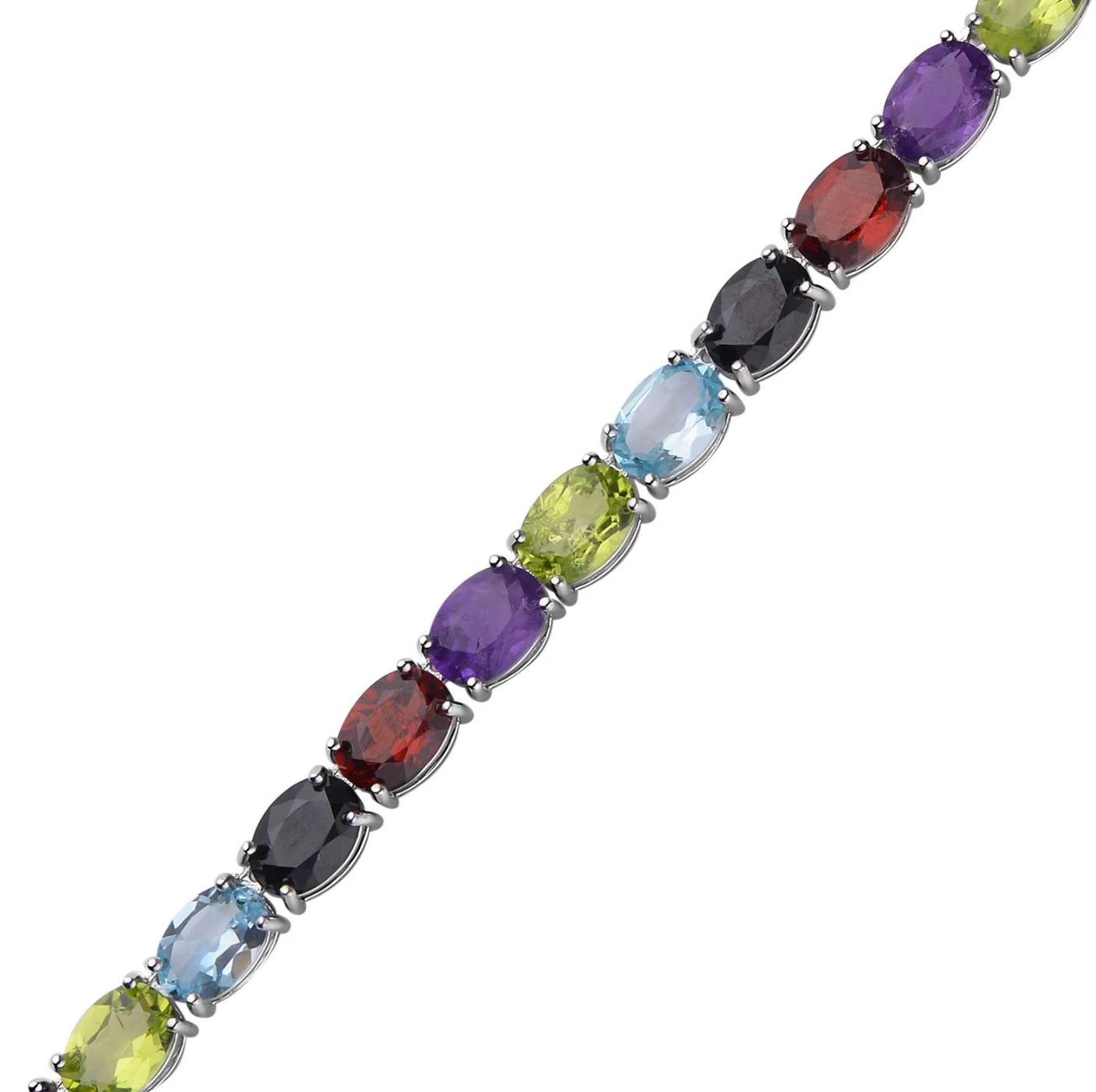 Luxury tennis necklace with sparkling gemstones set in silver.