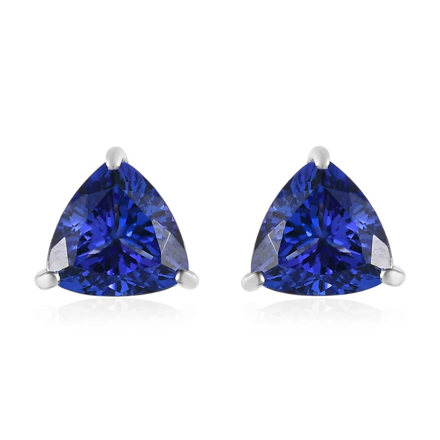 Martini-Set Trillion Shaped Tanzanite Stud Earrings