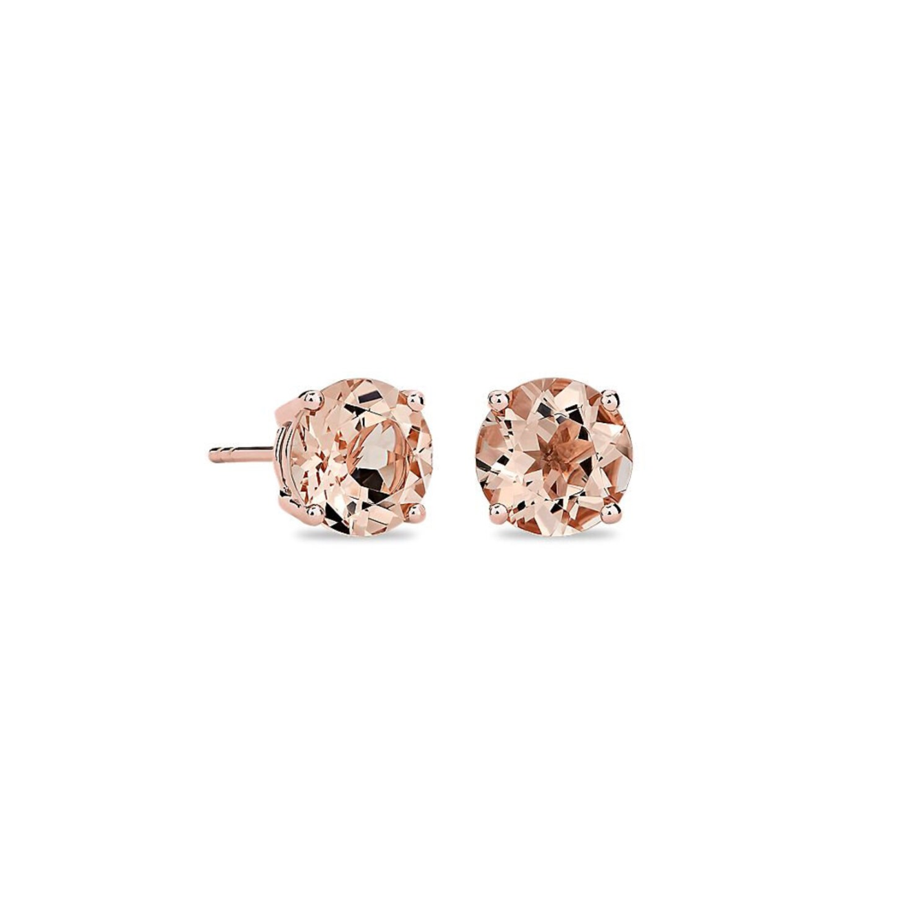 Basket-Set Round Morganite Stud Earrings