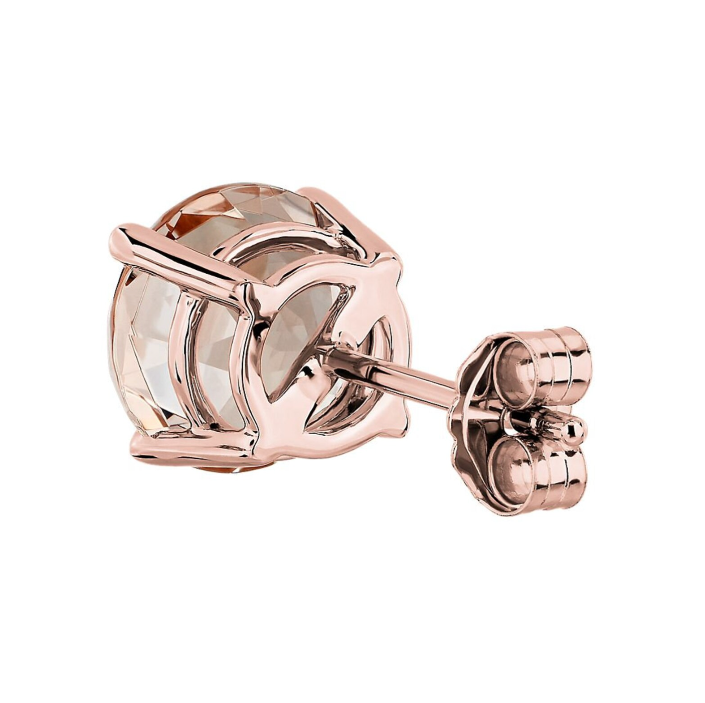 Basket-Set Round Morganite Stud Earrings
