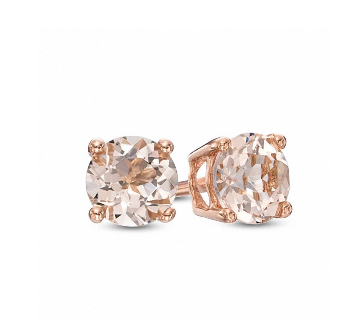 Basket-Set Round Morganite Stud Earrings