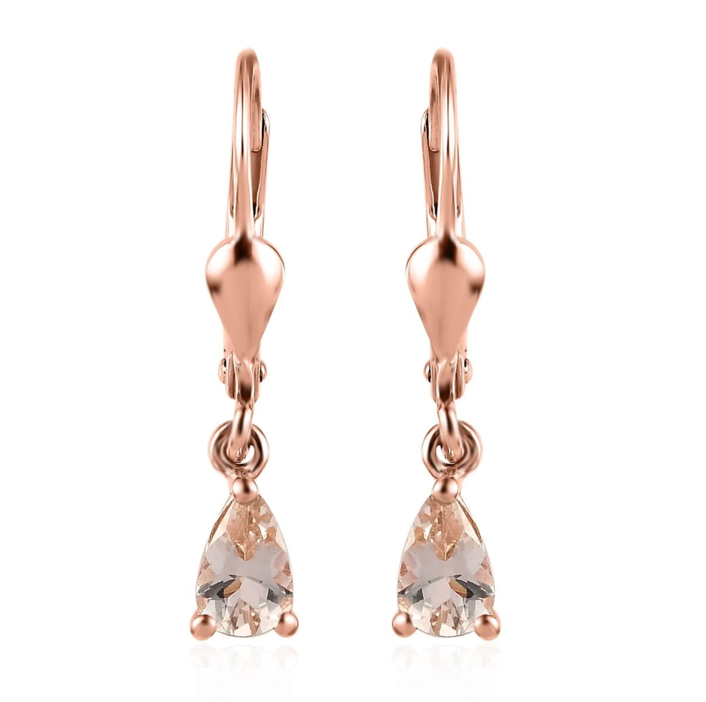 Pear Morganite Leverback Earrings