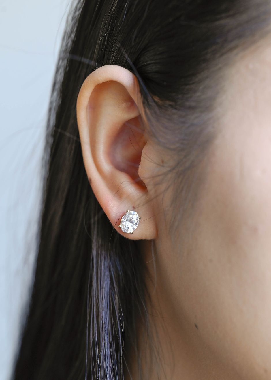 Oval Moissanite Solitaire Stud Earrings