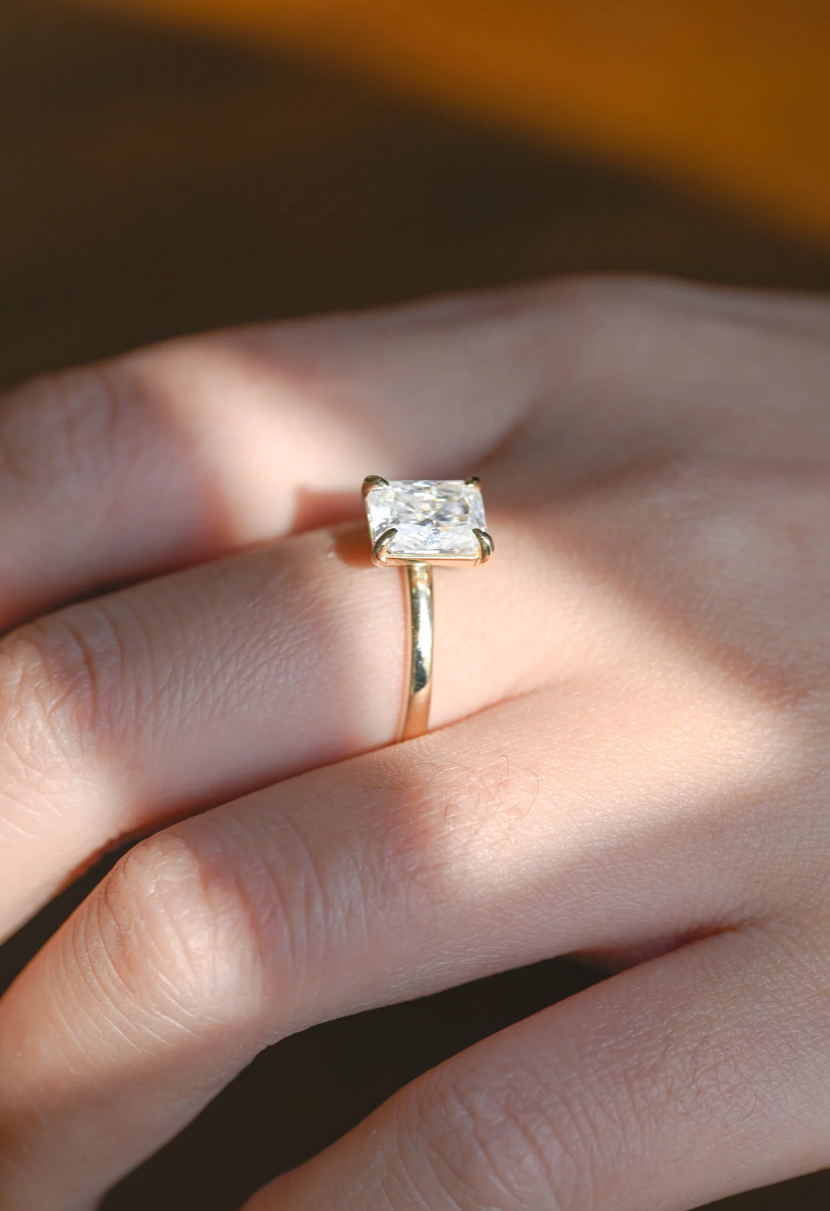 Emerald-Cut Moissanite Solitaire Ring