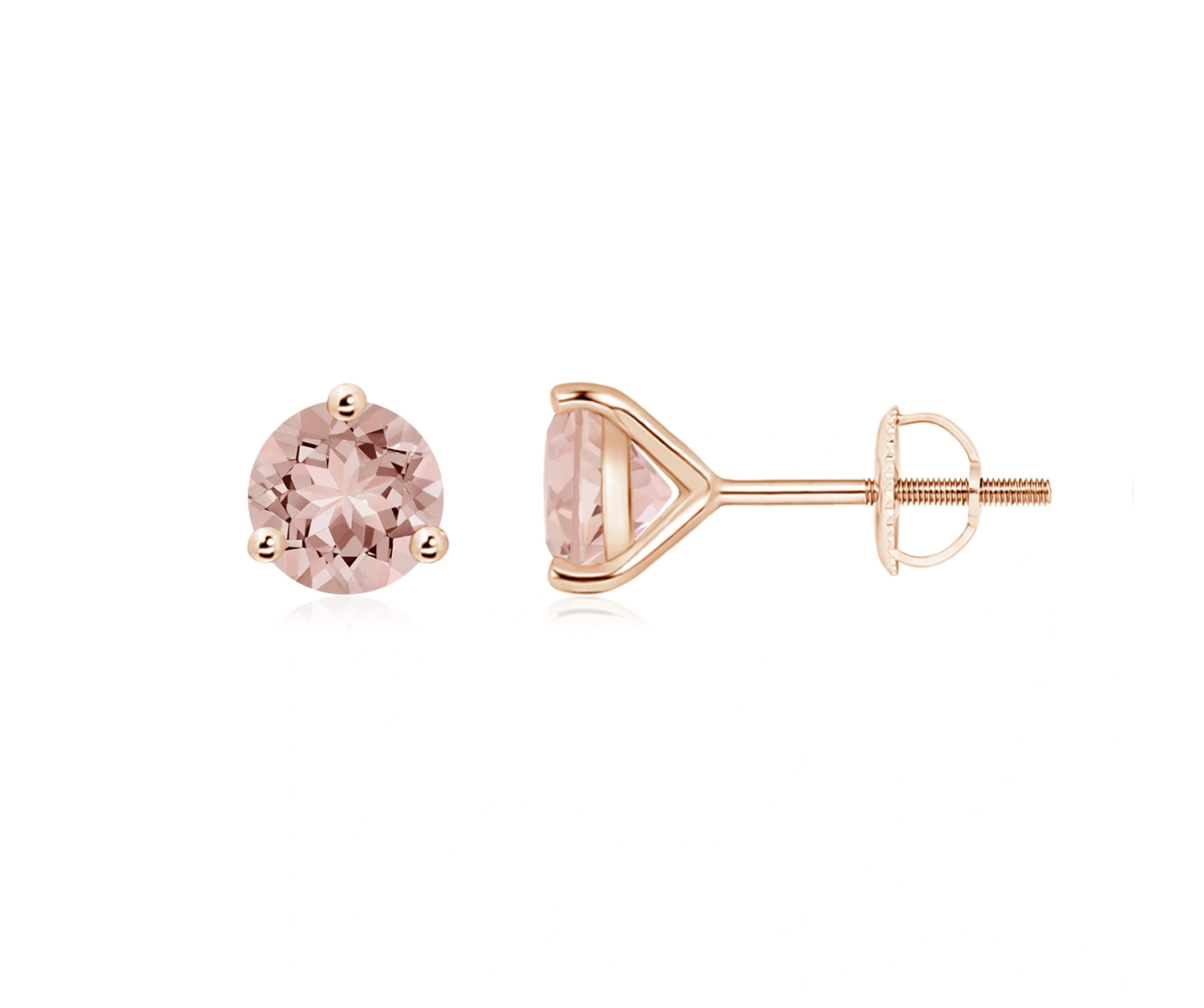 Martini-Set Minimal Round Morganite Stud Earrings