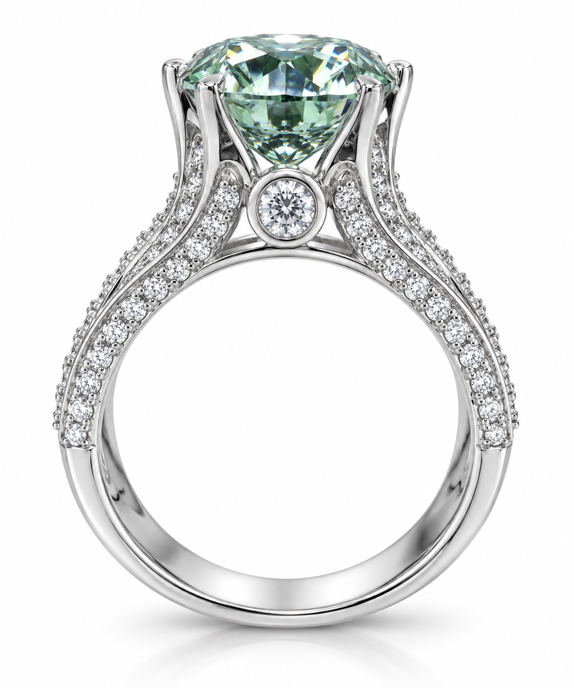 5CT Vintage Green Moissanite Engagement Ring 925 Sterling Silver