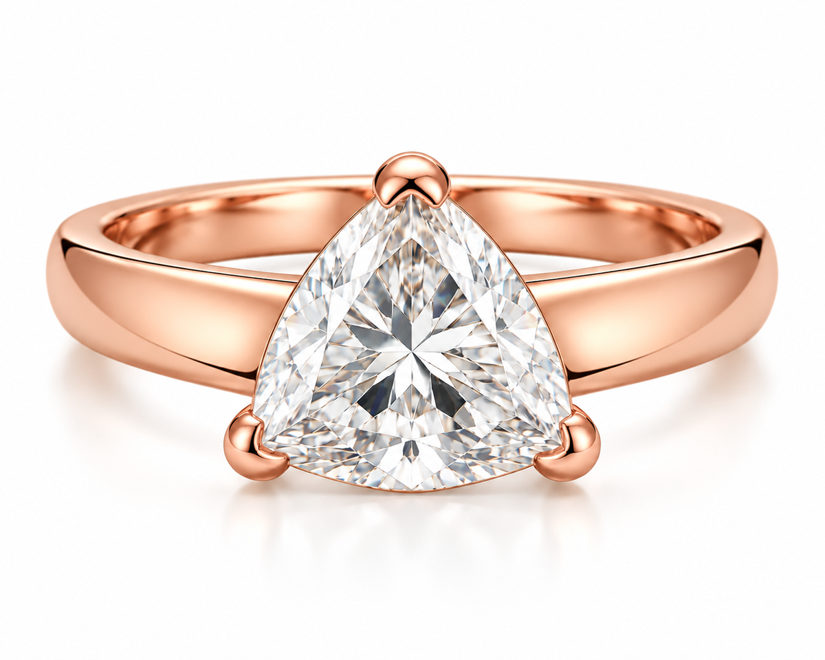 3 Carat Trillion Moissanite Solitaire Ring 14K Yellow Gold Engagement Ring