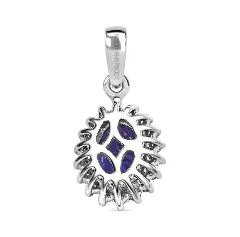 Vintage Style Oval Tanzanite And Moissanite Pendant