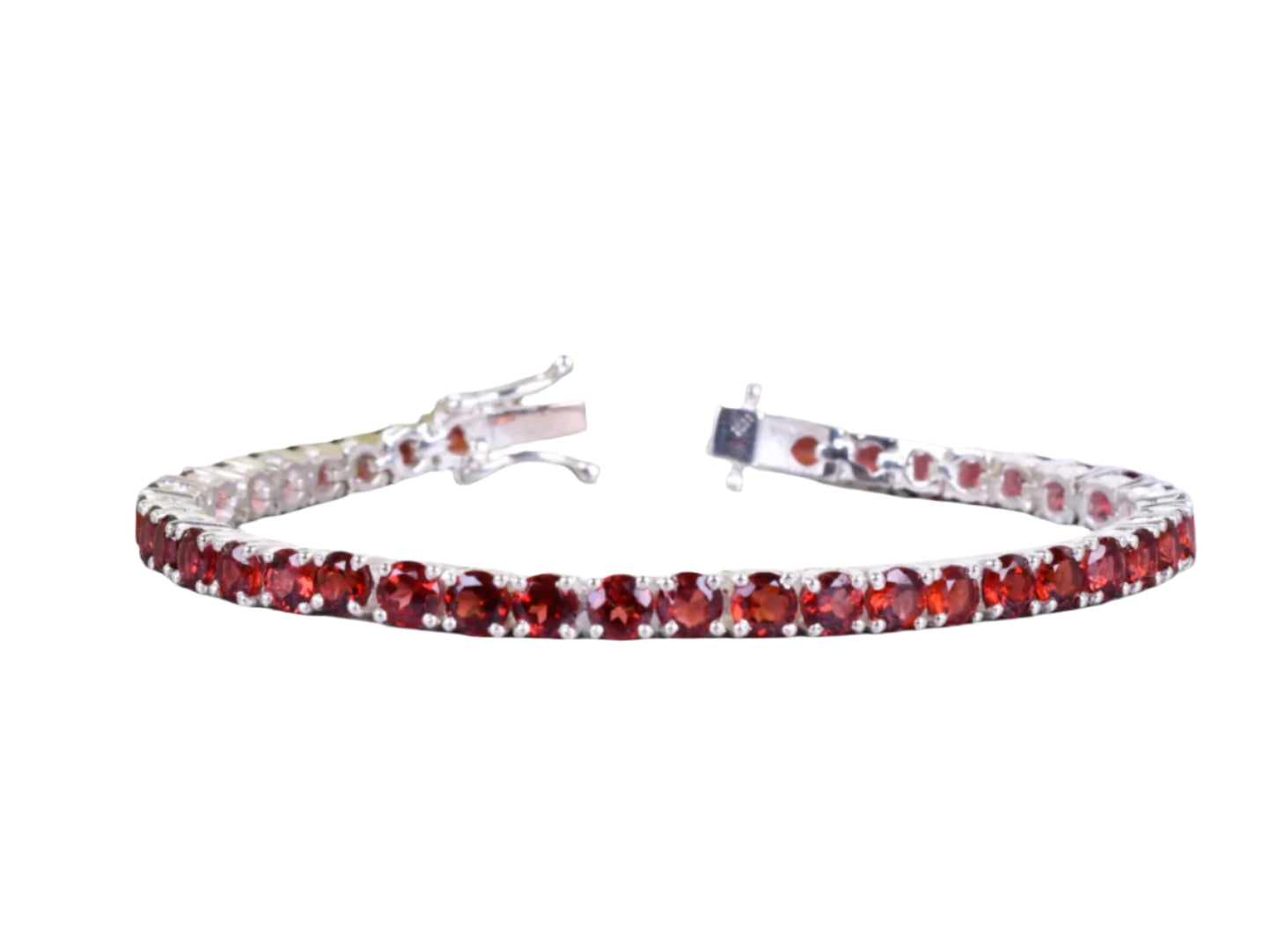 Elegant Garnet Tennis Bracelet Featuring a Linear Design for Timeless Style