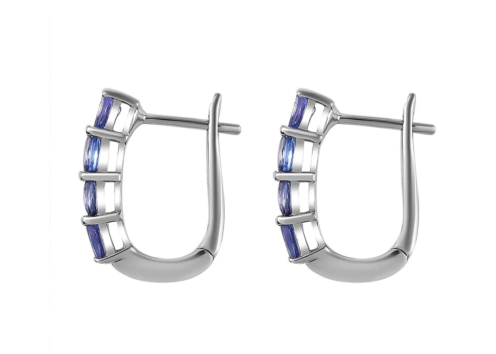Oval Shaped Tanzanite Huggie Hoop Earrings