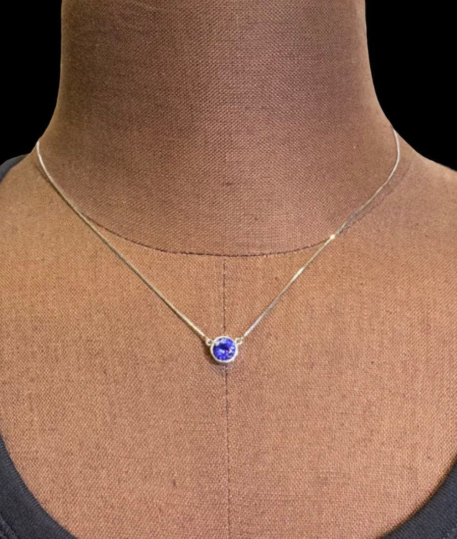 Bezel-Set Round Tanzanite Pendant, A Classic Gemstone Necklace for All Occasions