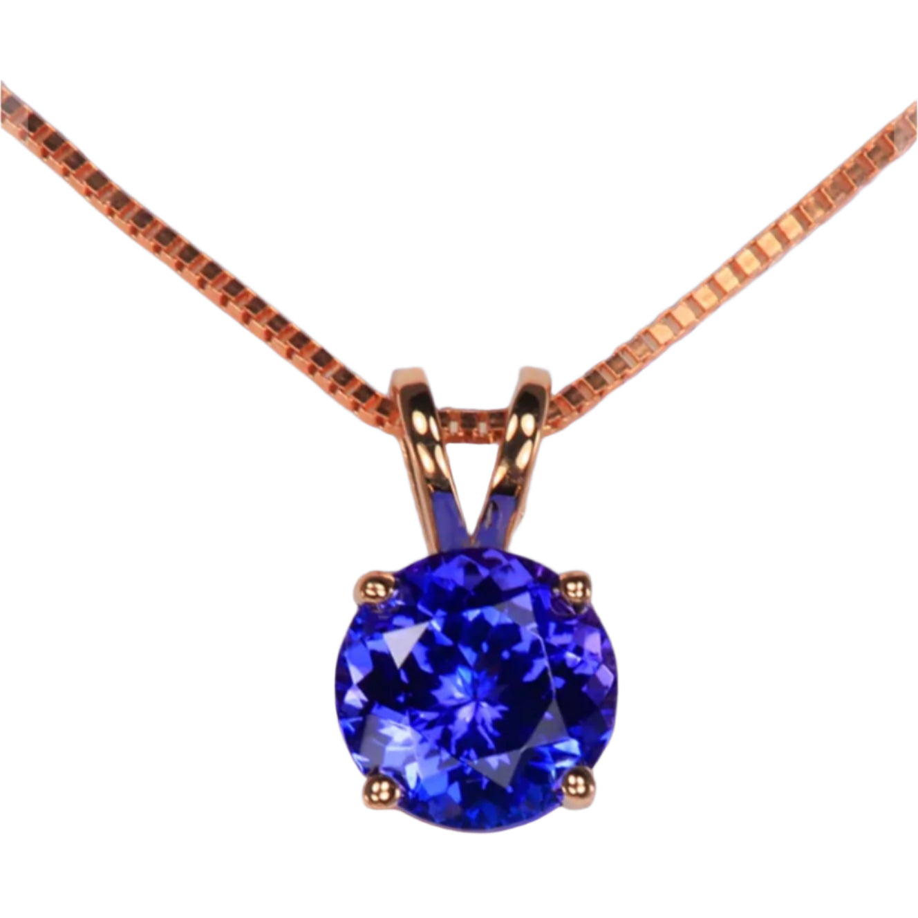 V-Bale Round Tanzanite Solitaire Pendant