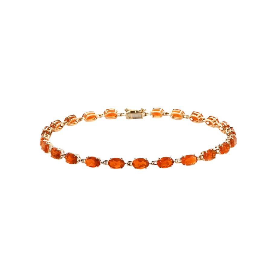 Classic Oval Fire Opal Tennis Link Bracelet with Vibrant Colorful Stones