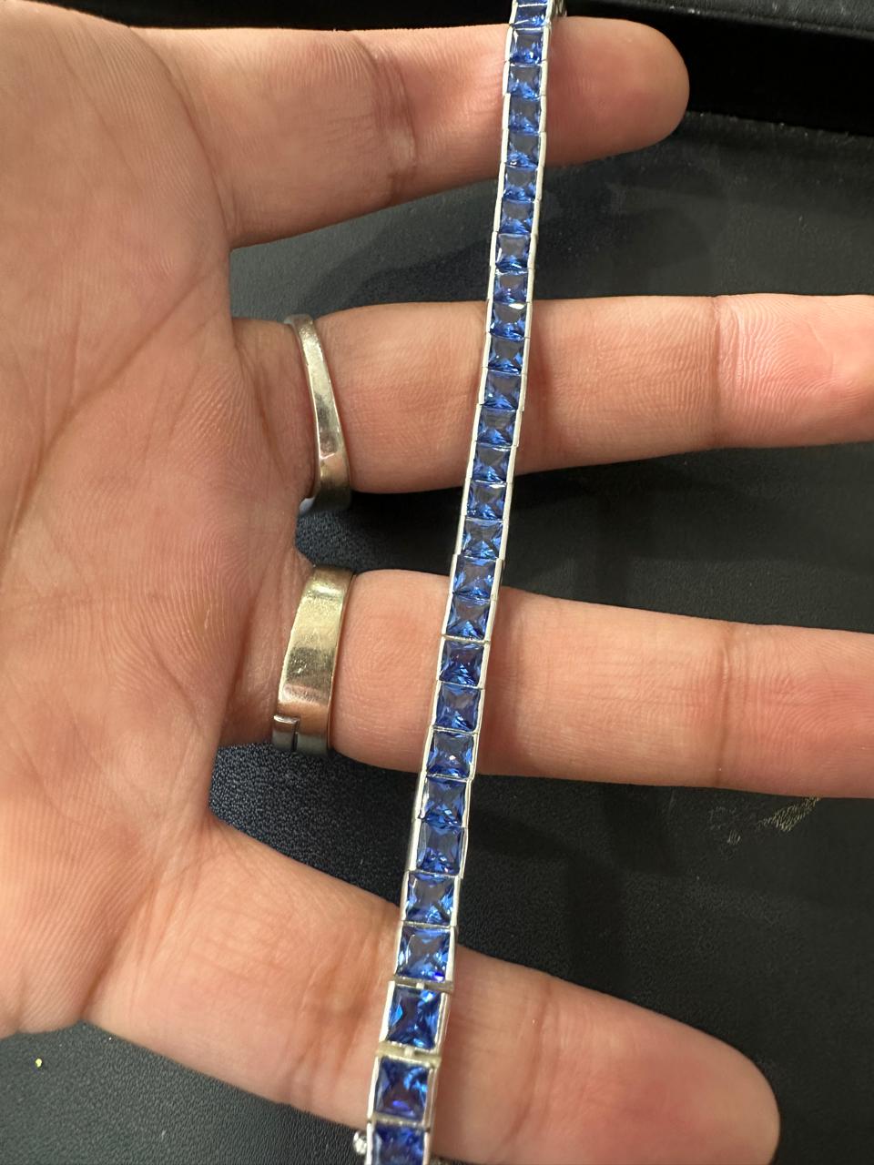 3 mm Sterling Silver Sapphire Tennis Bracelet - Royal Blue Gemstone Jewelry