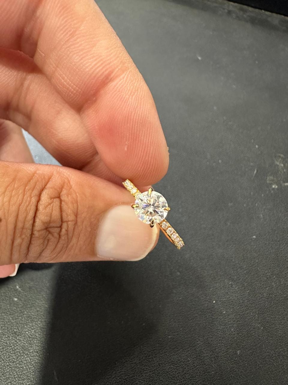 14K Gold Moissanite Engagement Ring: 1 CT Pave Wedding Band, Gift for her