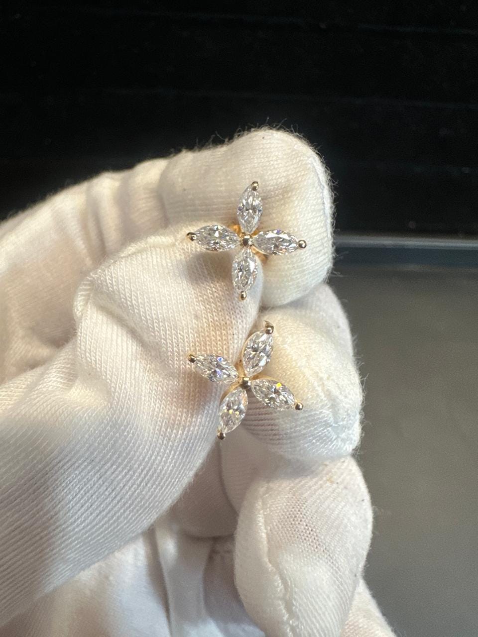 Moissanite Flower Earrings | 14K Gold Vermeil, Sterling Silver Studs