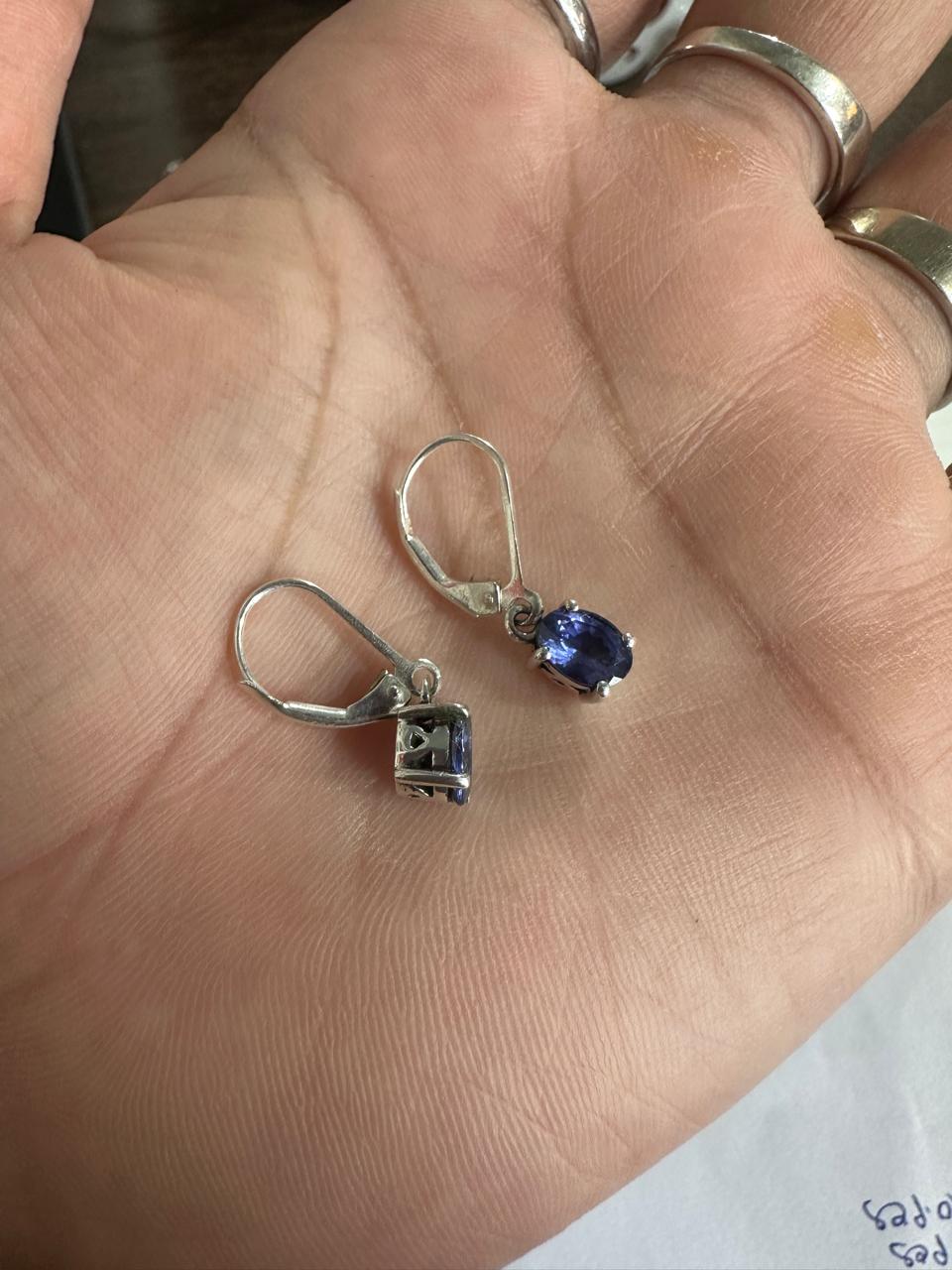 Oval Tanzanite Drop Earrings | 925 Sterling Silver | First Anniversary Gift for her
