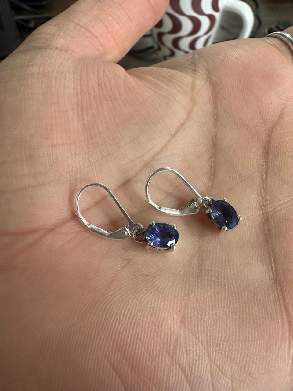 Oval Tanzanite Drop Earrings | 925 Sterling Silver | First Anniversary Gift for her