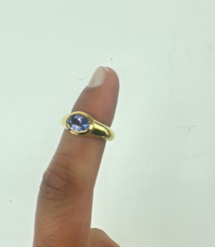 Tanzanite Dome Ring | 14K Yellow Gold, Oval Solitaire