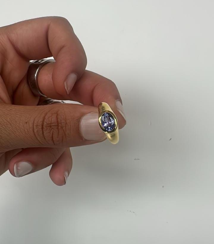 Tanzanite Dome Ring | 14K Yellow Gold, Oval Solitaire